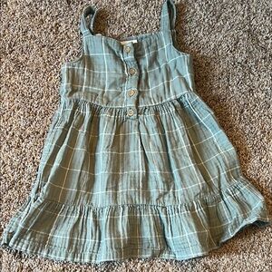 Carter's Green Checkered Kids Dress with Button Detail